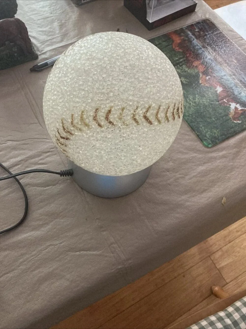 Vintage Baseball Plastic Popcorn Lamp 7 Watt Sports Light